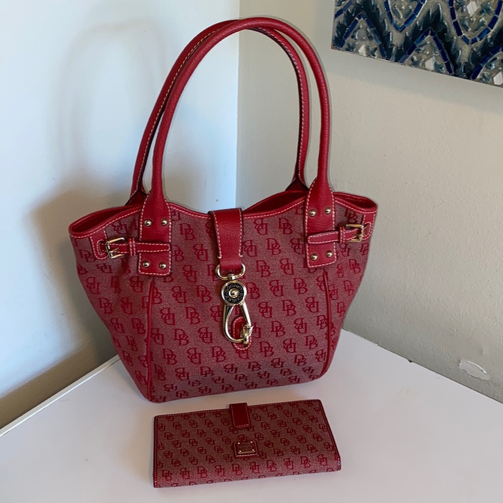 Dooney & Bourke Red signature Hobo Bag with Wallet